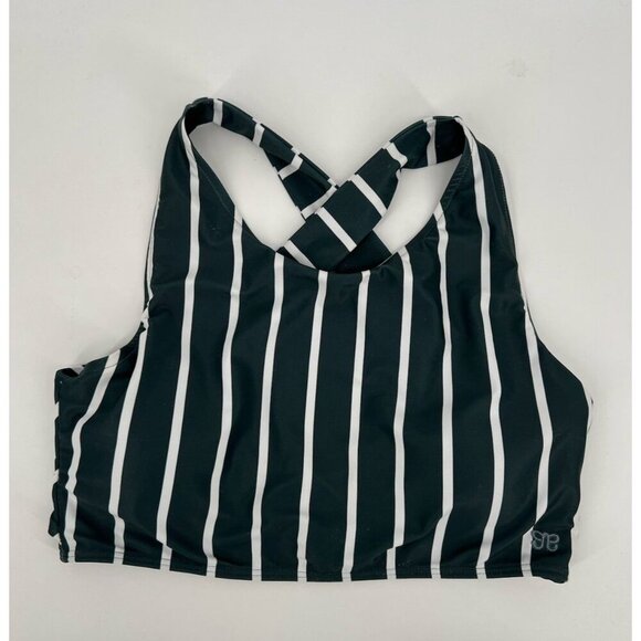 Albion Fit Swim Top Green White Stripe Cross Back Size Medium - Picture 4 of 6